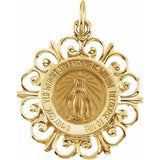 Miraculous Medal Round Filigree in 14K Gold - Roxx Fine Jewelry