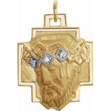 Face of Jesus Medal Pendant with Diamond Accents in 14K Yellow Gold - Roxx Fine Jewelry