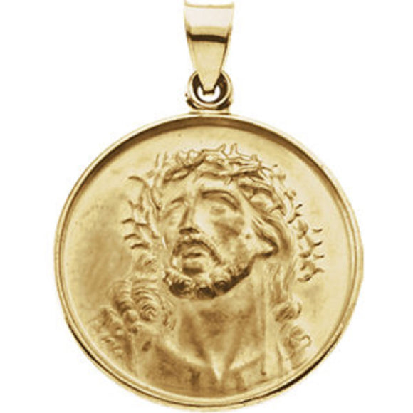 Face of Jesus Medal in 18K Yellow Gold 25mm - Roxx Fine Jewelry