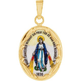 Miraculous Medal Painted Porcelain and 14K Yellow Gold - Roxx Fine Jewelry