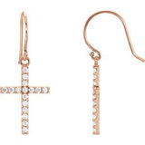 Traditional Diamond Cross Necklace or Dangle Earrings in 14K Gold