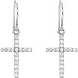 Traditional Diamond Cross Necklace or Dangle Earrings in 14K Gold