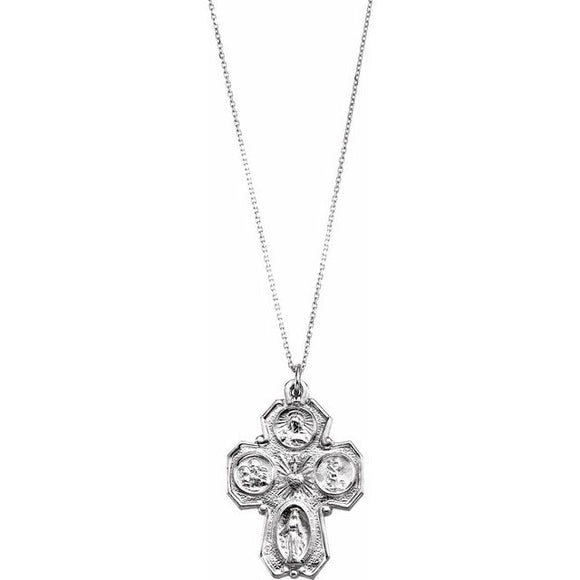 Sterling Silver 4 Way Medal Necklace, 24
