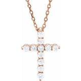 Classic Diamond Cross Necklace in 14K Gold or Platinum
