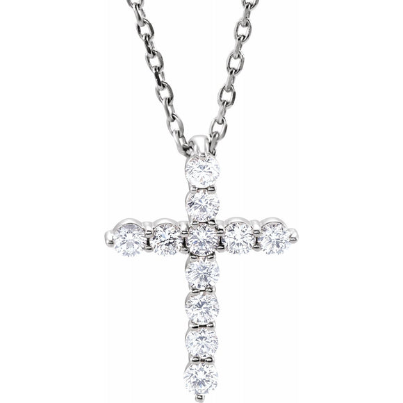 African Ruby Cross Pendant with Chain (Size 20 Inch) in Platinum Overlay  Sterling Silver - 4202896 - TJC
