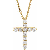 Classic Diamond Cross Necklace in 14K Gold or Platinum