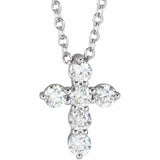 Petite Diamond Cross Necklace in 14K Gold or Platinum