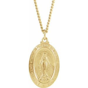 Miraculous Medal Necklace 24K Yellow Gold Plated - Roxx Fine Jewelry