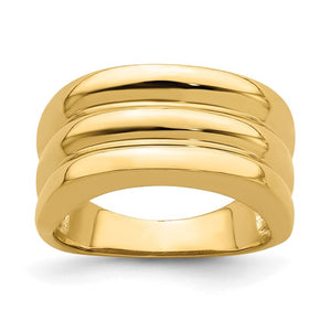 Triple Row 10mm Stacked Band in 14K Yellow Gold