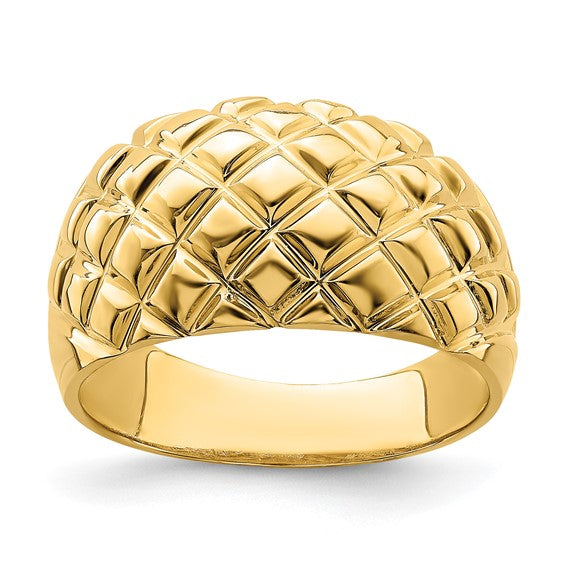 Quilted Diamond Pattern Dome Ring