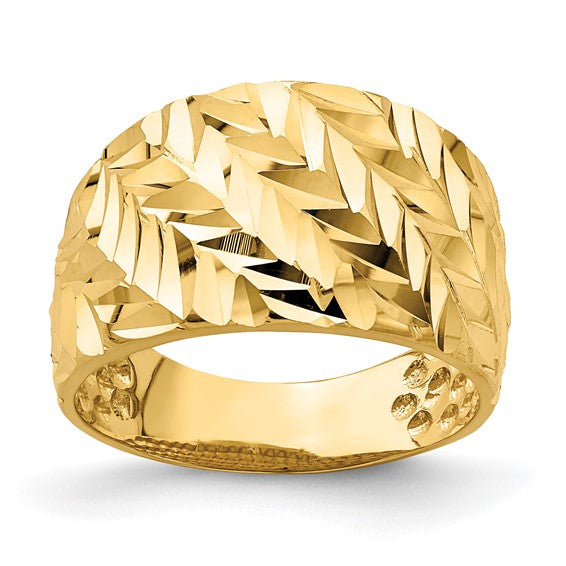 Deeply Textured Dome Ring in 14K Yellow Gold