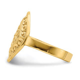 Etruscan Inspired Oval Filigree Shield and Heart Ring in 14K Gold