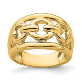 Chain Link Design 12mm Wide Band in 14K Yellow Gold