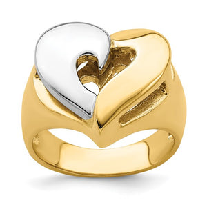 Modern Love Heart Ring in Two-Tone 14K Gold