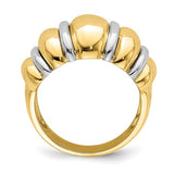 Two Tone Shrimp Style Dome Ring in 14K Gold