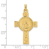Miraculous Medal Cross Pendant in 14K Yellow Gold