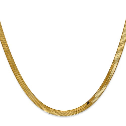 4mm Silky Herringbone Chain in 14K Yellow Gold