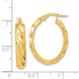 Twisted Oval Hoop Earrings in 14K Yellow Gold