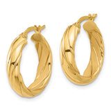 Twisted Round Hoop Earrings 3 Sizes in 14K Yellow Gold