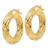 Woven and Polished Textured Hoop Earrings in 14K Gold