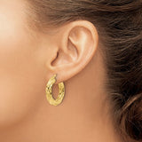 Woven and Polished Textured Hoop Earrings in 14K Gold