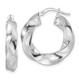 Slow Twist Polished Hoop Earrings in 14K Gold