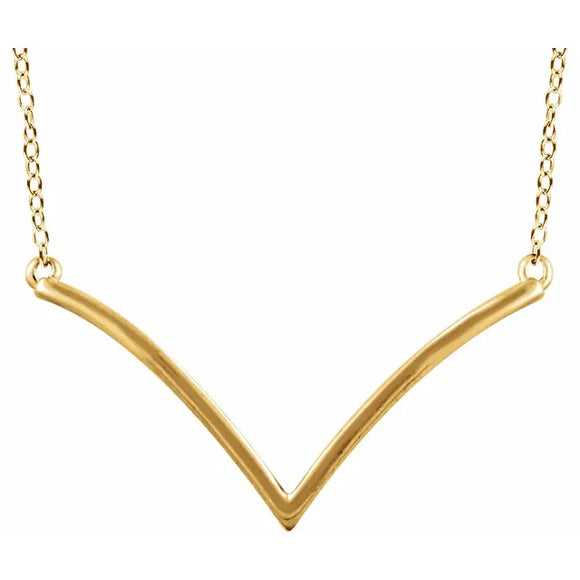 V-Shaped Bar Necklace in 14K Gold