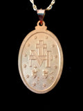 Miraculous Medal Oval 33 x 20mm in 14K Yellow Gold - Roxx Fine Jewelry