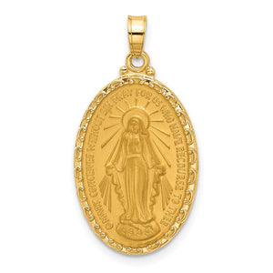 Oval Miraculous Medal 5 Sizes in 14K Gold