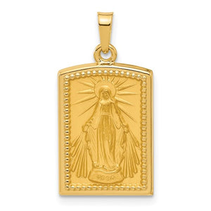 Miraculous Virgin Mary Pendant in 14K Yellow Gold