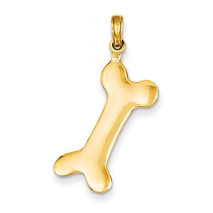 Engravable Dog Bone Pendant in 14K Yellow Gold