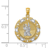 St. Christopher Medal Charm Two Tone 14K White and Yellow Gold - Roxx Fine Jewelry
