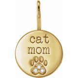 Dog Mom or Cat Mom Diamond Pawprint Charm in 14K Gold or Platinum