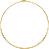Domed Omega 4mm Wide Reversible Necklace and Bracelet in 14K White or Yellow Gold
