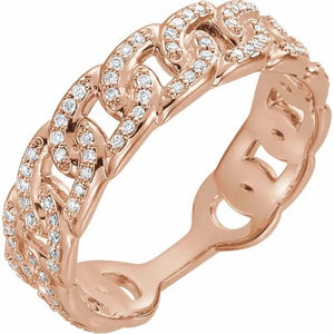 302® Fine Jewelry Chain Link Ring with .25 Ct. TCW Diamond Accents in 14K Gold or Platinum