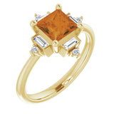 302® Fine Jewelry Citrine and Diamond Geometric Ring in 14K Yellow Gold