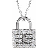 302® Jewelry Petite Lock Necklace with .50 Ct. Diamonds