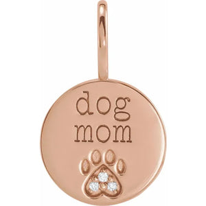 Dog Mom or Cat Mom Diamond Pawprint Charm in 14K Gold or Platinum