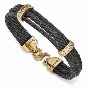 Edward Mirell® Bronze Tango™ Cable and White Sapphire Bracelets EMB156 - Roxx Fine Jewelry