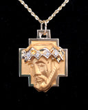Face of Jesus Medal Pendant with Diamond Accents in 14K Yellow Gold