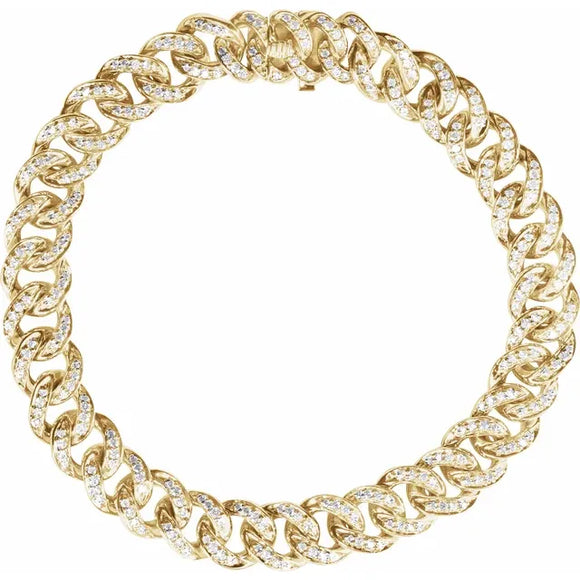 Iced Out 1.50 Ct. TCW Diamond Accented Curb Chain Bracelet 14K Gold