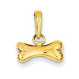 Petite Dog Bone Pendant in 14K Yellow Gold