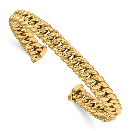 8.0mm Fancy Curb Chain Cuff Bracelet in 14K Yellow Gold - Roxx Fine Jewelry