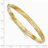 Diamond Cut Wave Pattern Hinged Bangle 6.0mm in 14K Yellow Gold - Roxx Fine Jewelry