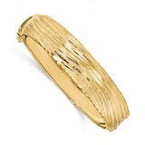 Textured Hinged Bangle 14.25mm in 14K Yellow Gold - Roxx Fine Jewelry