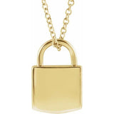 302® Fine Jewelry Petite Lock Necklace with Initial in SS, 14K Gold or Platinum