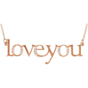 Love You Diamond Necklace in 14K Rose or Yellow Gold