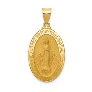 Miraculous Medal Oval 33 x 17mm in 14K Yellow Gold - Roxx Fine Jewelry