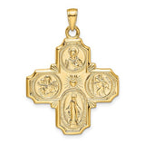 Four Way Medal 41 x 29mm Polished Finish in 14K Yellow Gold - Roxx Fine Jewelry
