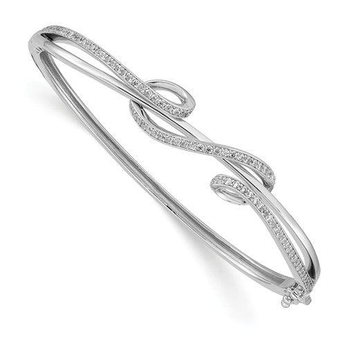 Sterling Shimmer™ Scroll Design Hinged Bangle Bracelet 2.00 Ct. CZ and Sterling Silver - Roxx Fine Jewelry